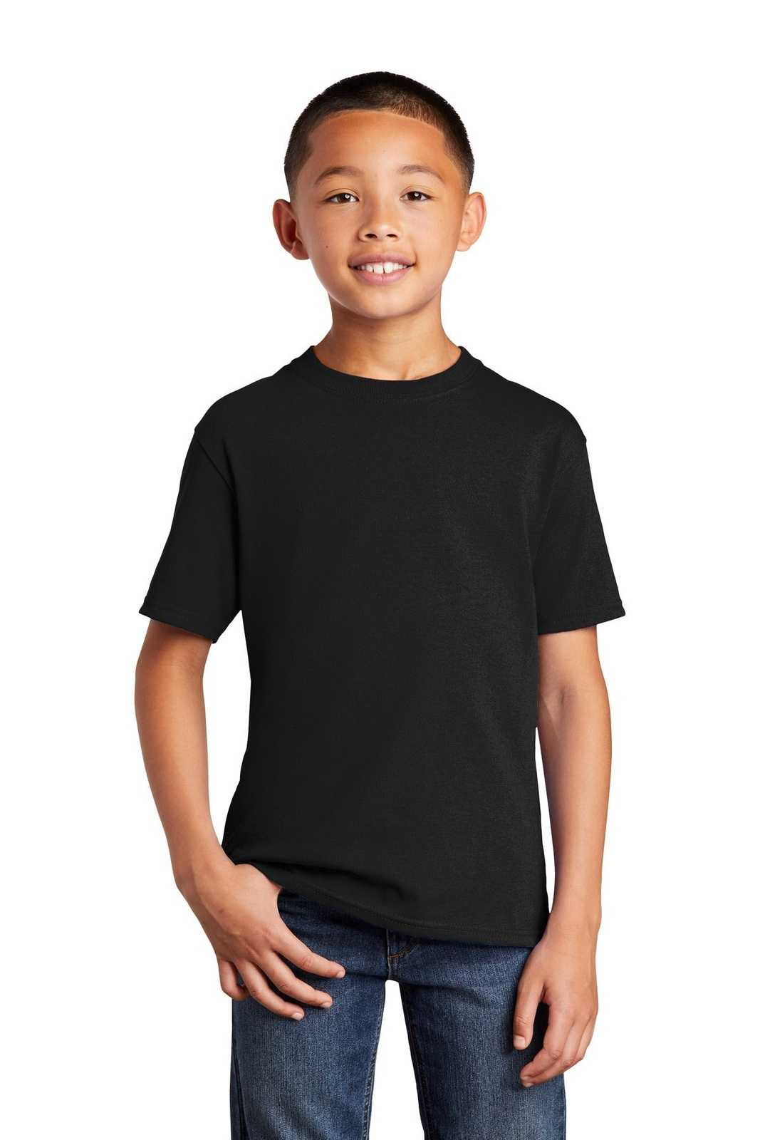 Port & Company PC54YDTG Youth Core Cotton DTG Tee - Jet Black - HIT a Double - 1