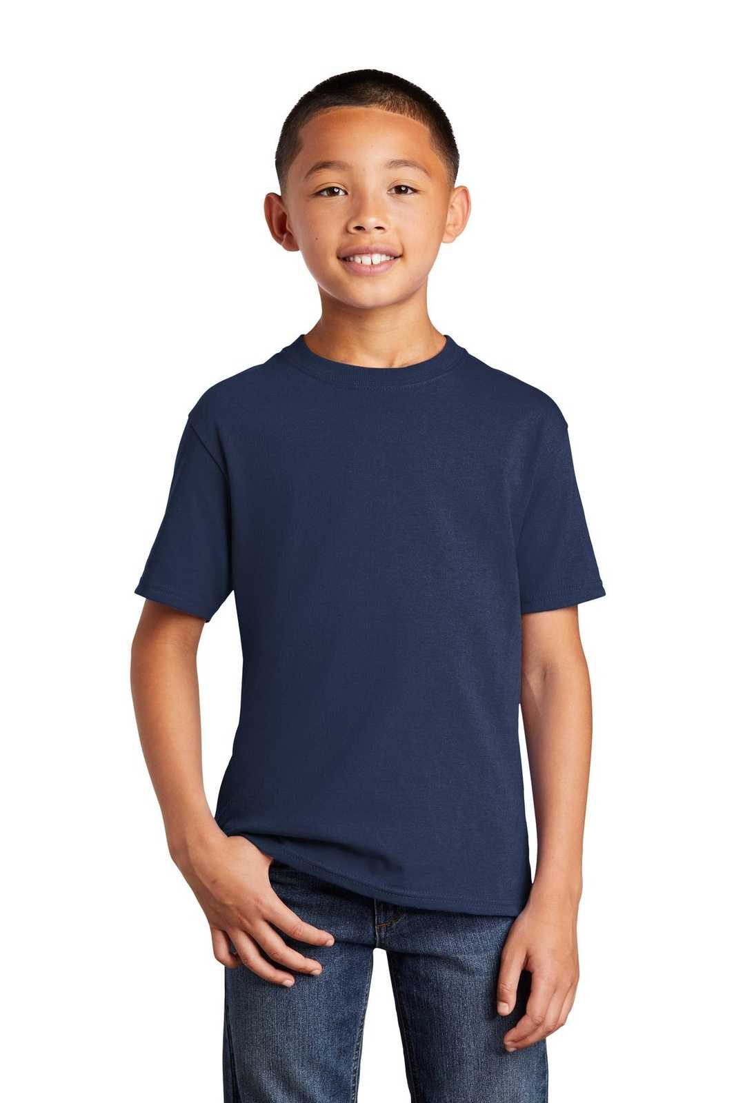 Port & Company PC54YDTG Youth Core Cotton DTG Tee - Navy - HIT a Double - 1