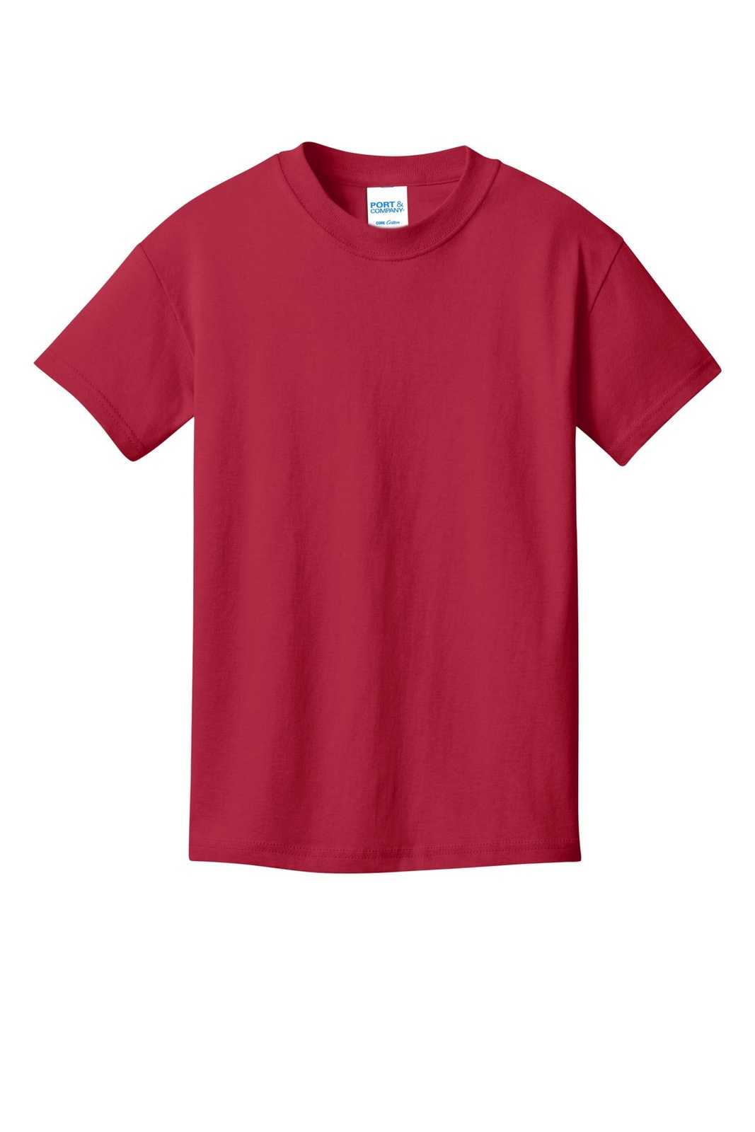 Port &amp; Company PC54YDTG Youth Core Cotton DTG Tee - Red - HIT a Double - 2