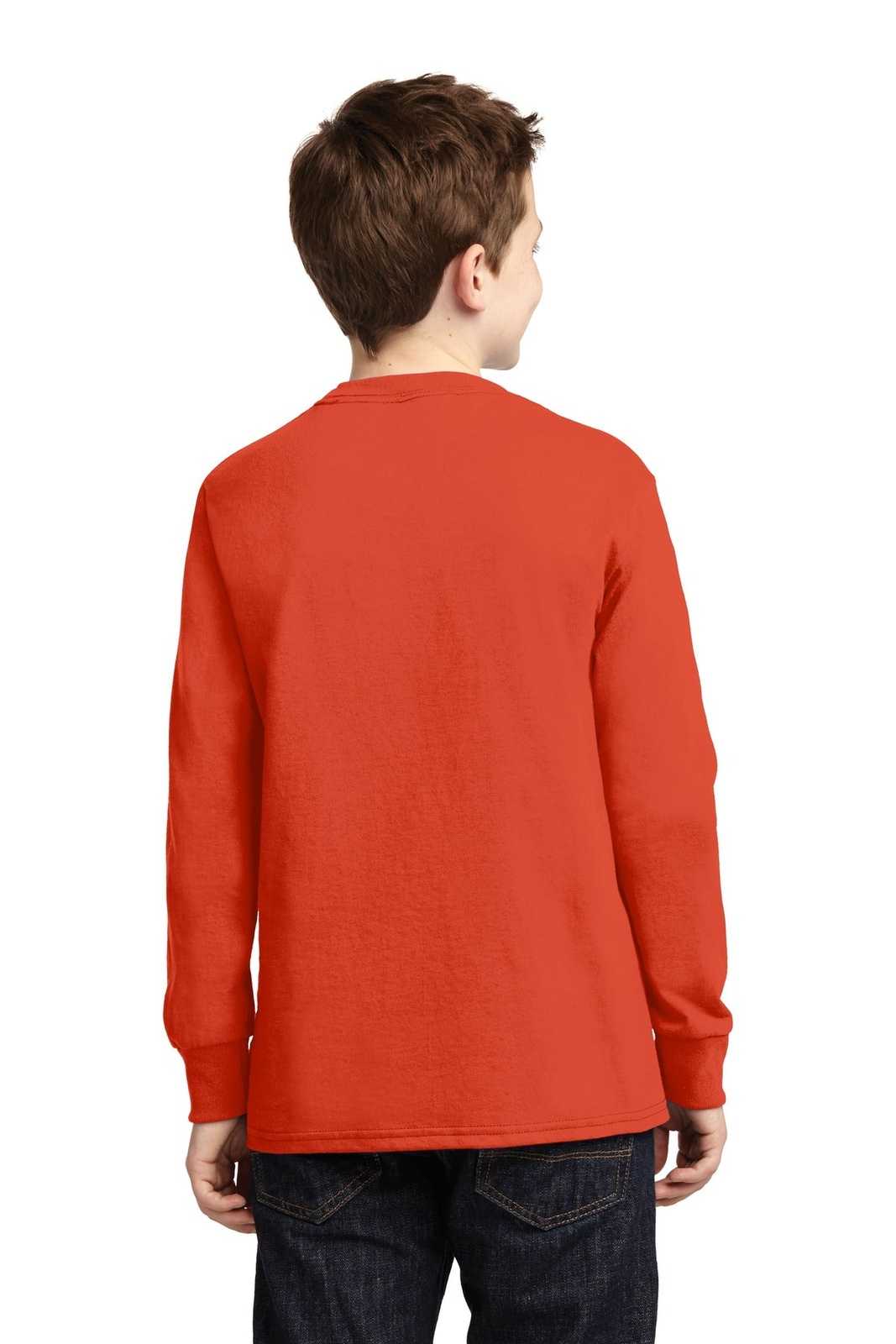 Port &amp; Company PC54YLS Youth Long Sleeve Core Cotton Tee - Orange - HIT a Double - 2