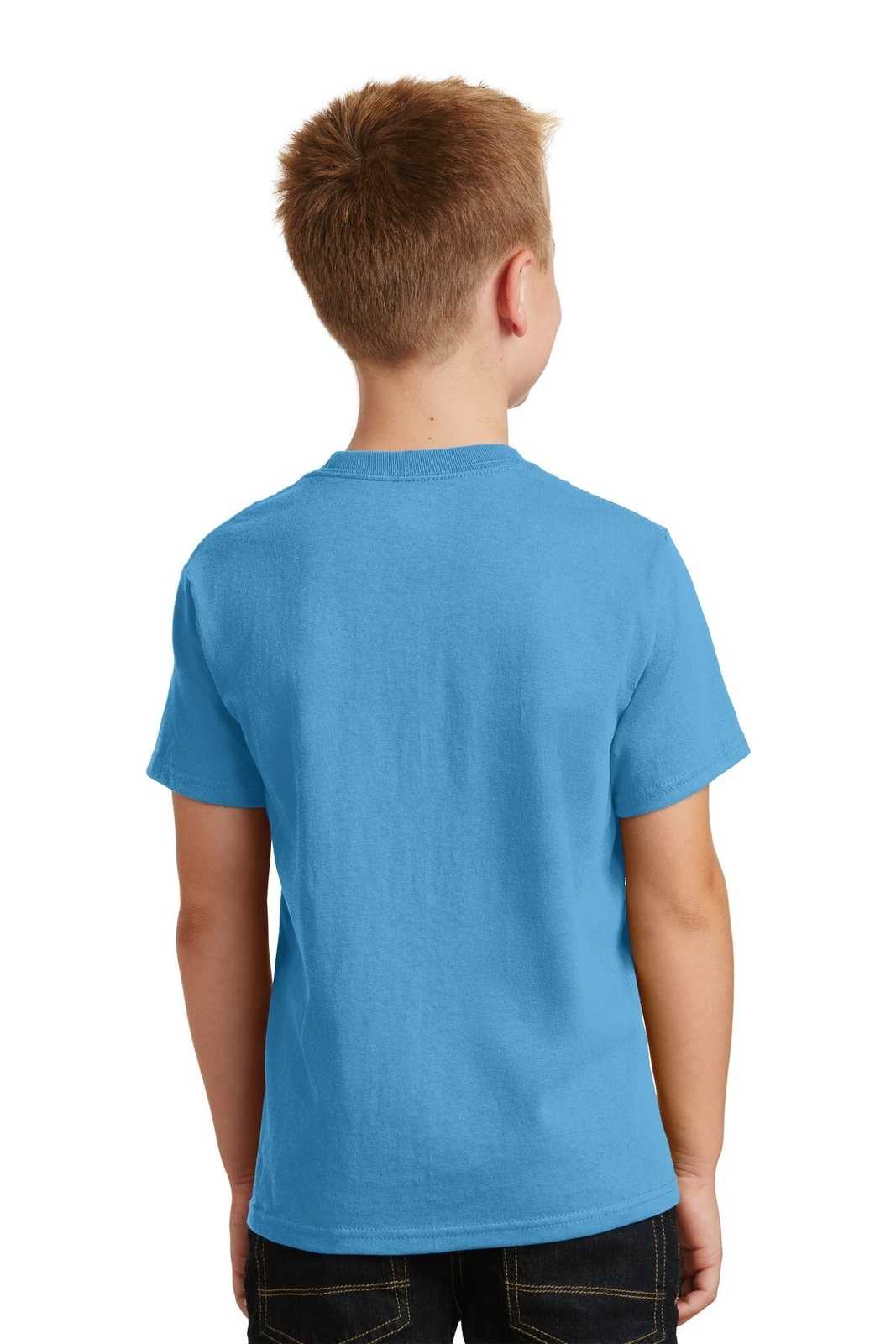 Port &amp; Company PC54Y Youth Core Cotton Tee - Aquatic Blue - HIT a Double - 2