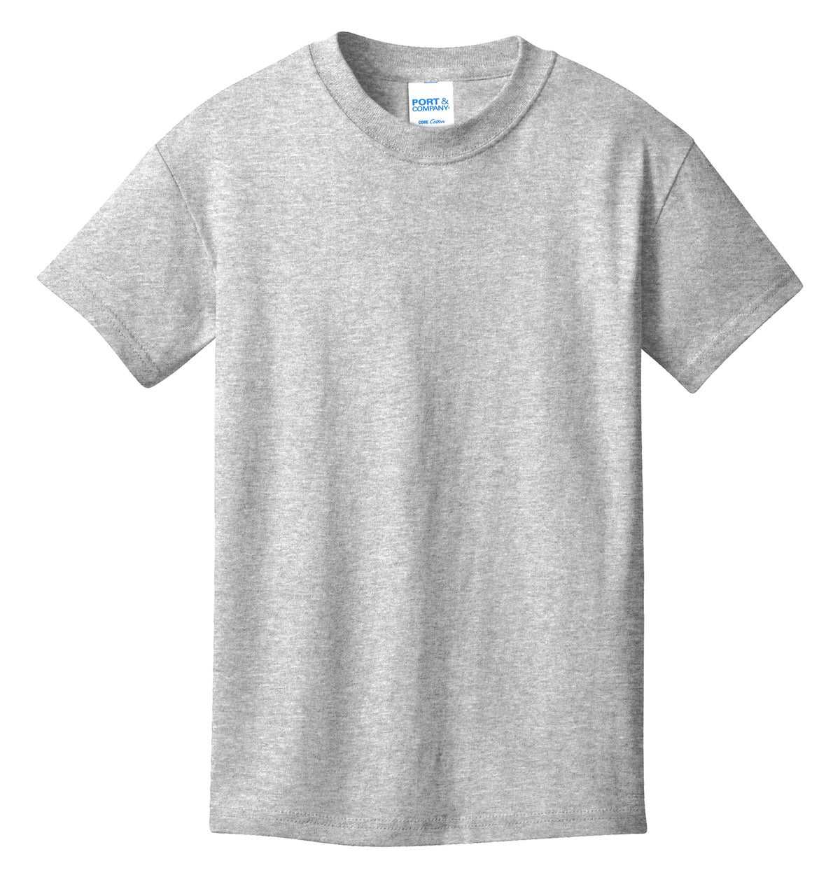 Port &amp; Company PC54Y Youth Core Cotton Tee - Ash - HIT a Double - 5