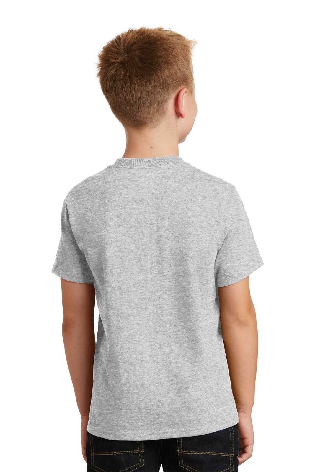 Port &amp; Company PC54Y Youth Core Cotton Tee - Ash - HIT a Double - 2