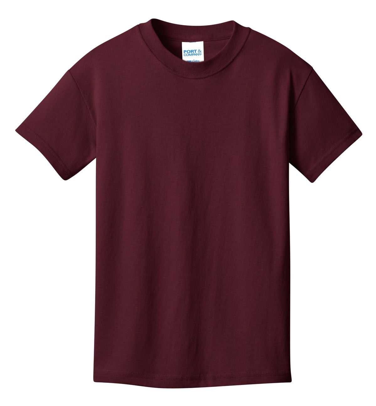 Port &amp; Company PC54Y Youth Core Cotton Tee - Athletic Maroon - HIT a Double - 5