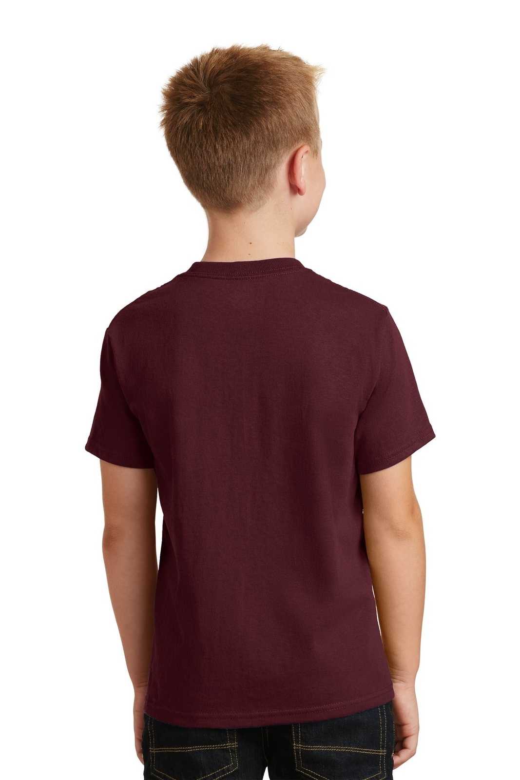 Port &amp; Company PC54Y Youth Core Cotton Tee - Athletic Maroon - HIT a Double - 2