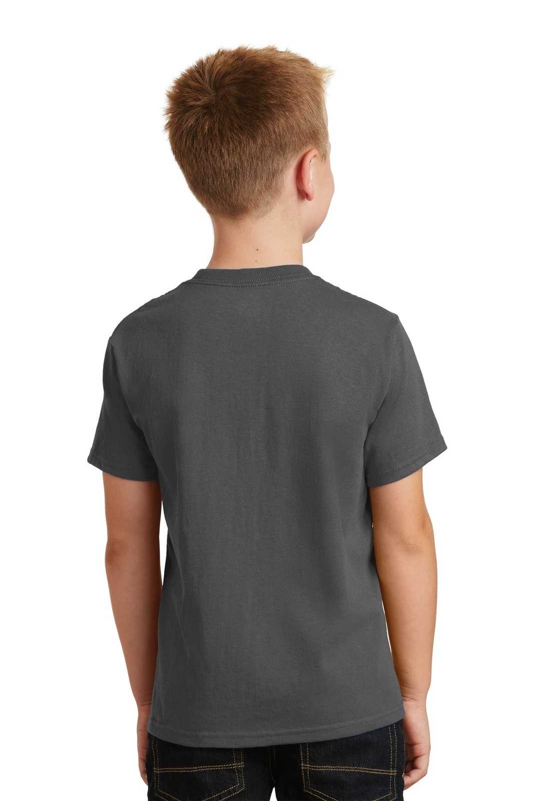 Port & Company PC54Y Youth Core Cotton Tee - Charcoal - HIT a Double - 1