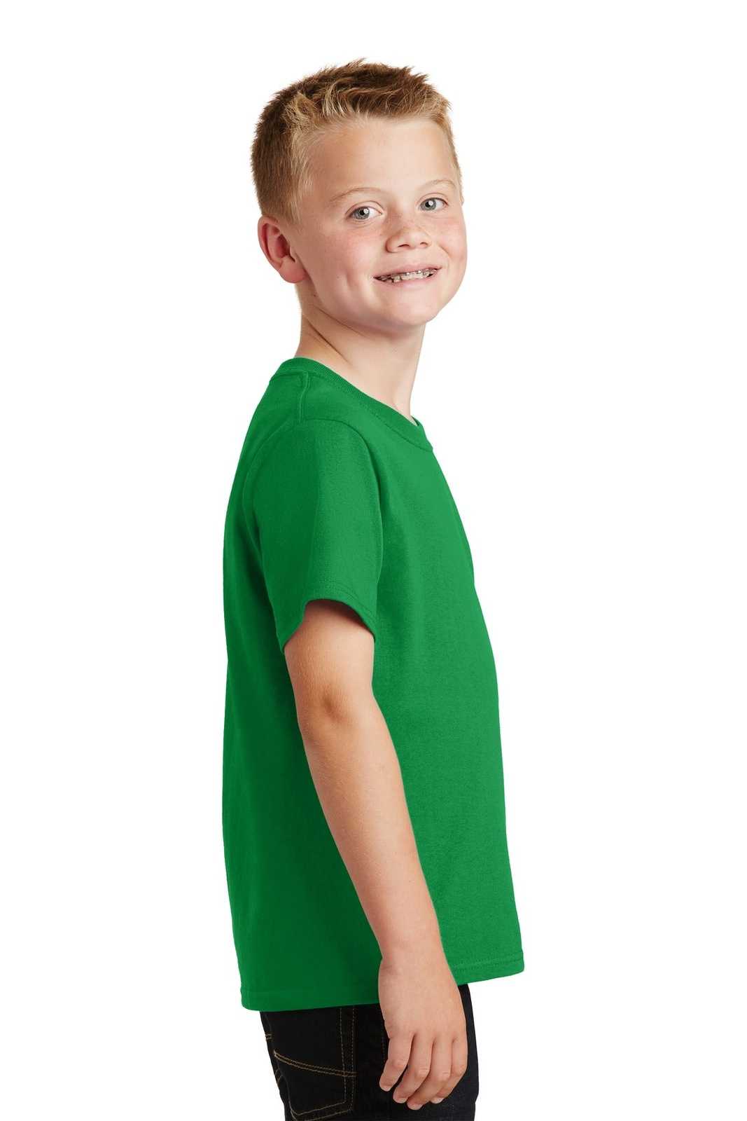Port &amp; Company PC54Y Youth Core Cotton Tee - Clover Green - HIT a Double - 3