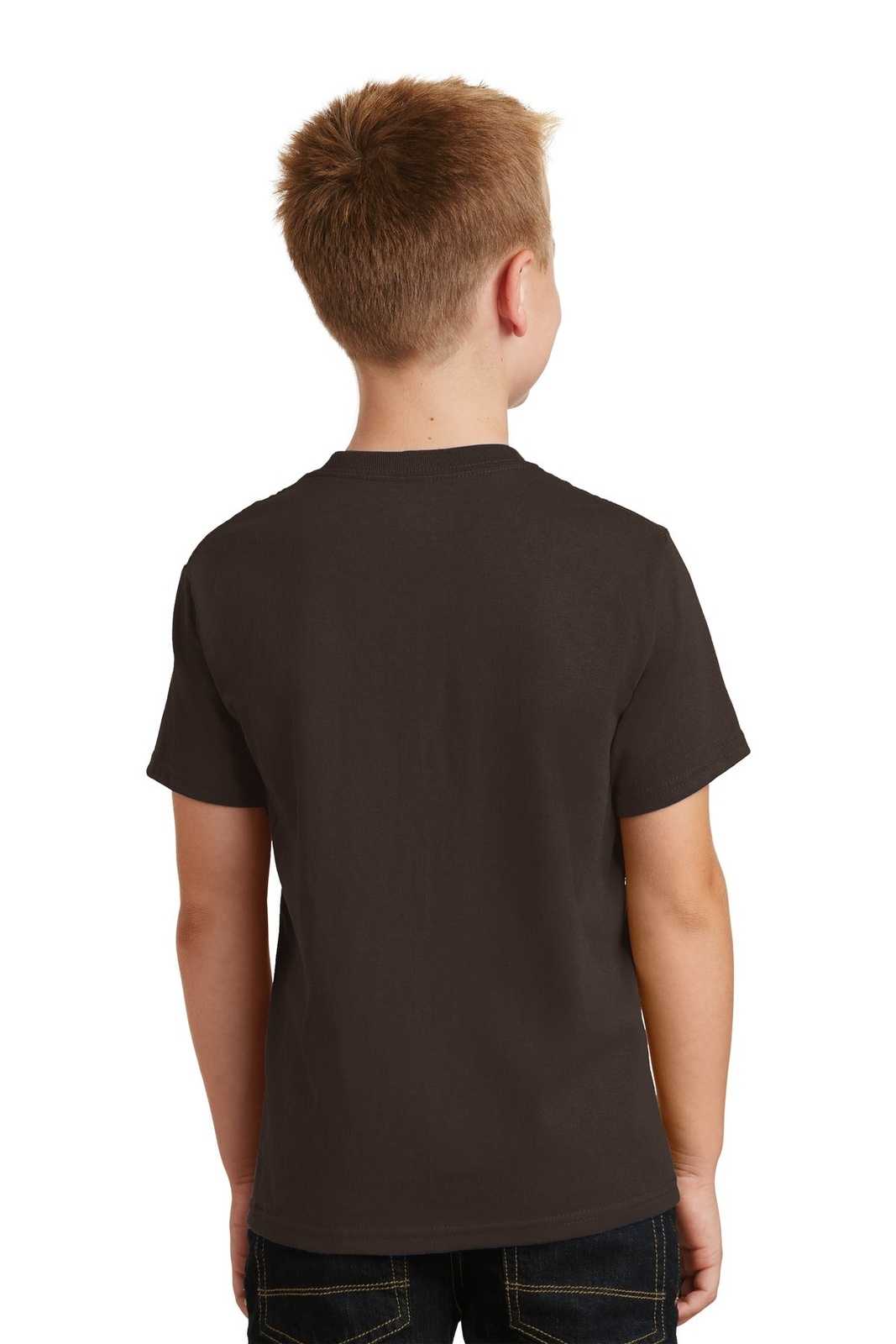 Port &amp; Company PC54Y Youth Core Cotton Tee - Dark Chocolate Brown - HIT a Double - 2
