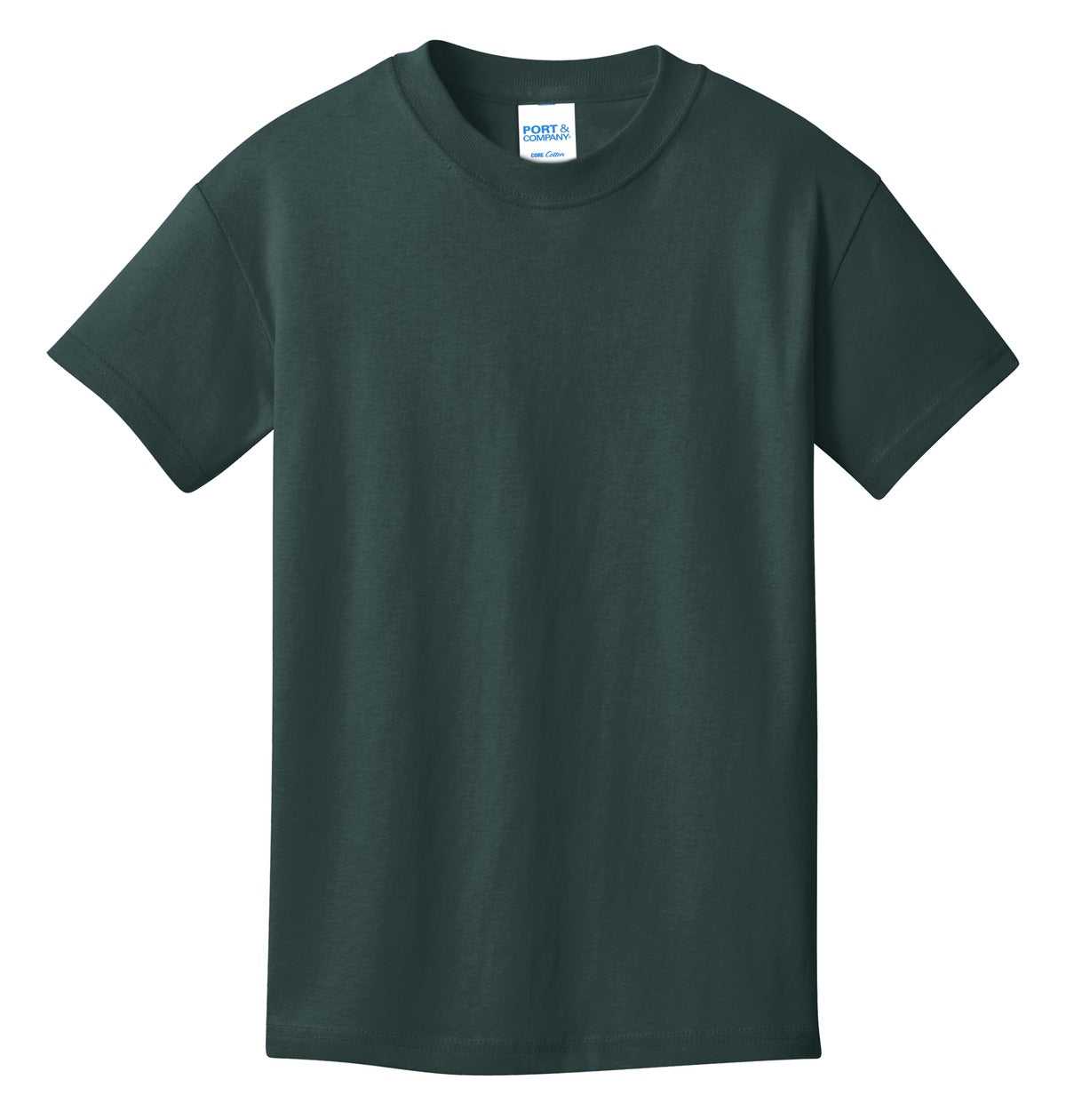 Port &amp; Company PC54Y Youth Core Cotton Tee - Dark Green - HIT a Double - 5