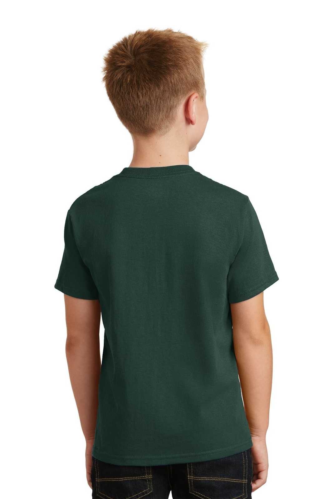 Port &amp; Company PC54Y Youth Core Cotton Tee - Dark Green - HIT a Double - 2