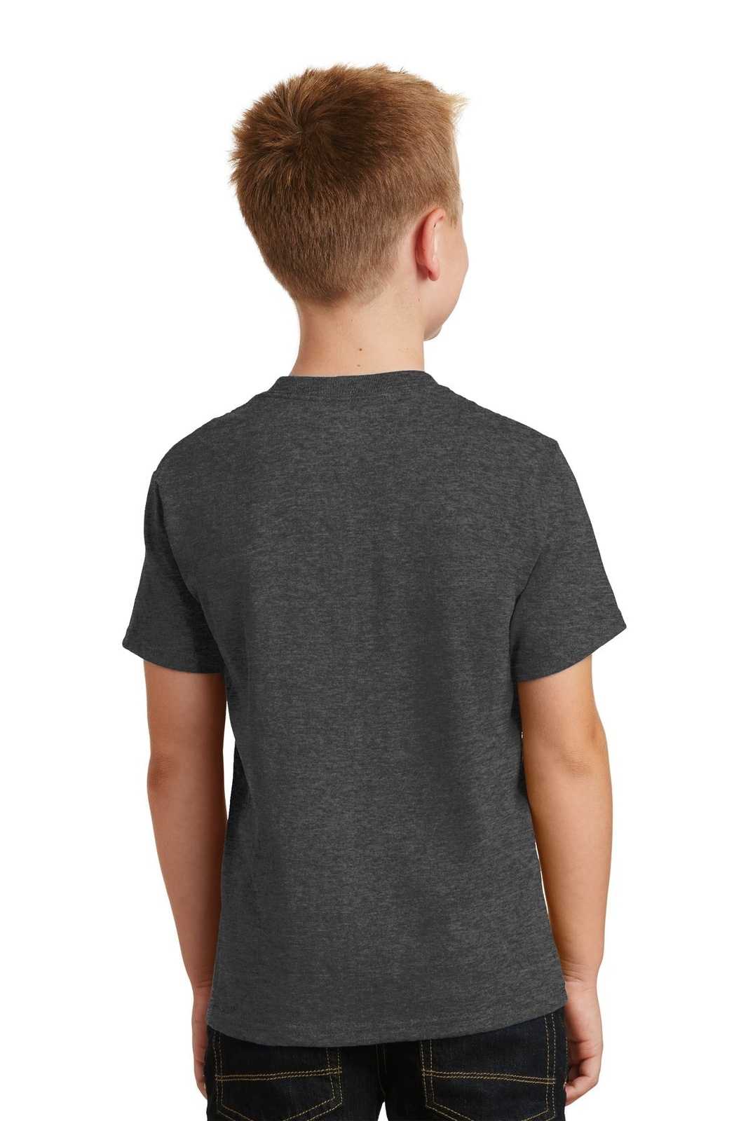Port &amp; Company PC54Y Youth Core Cotton Tee - Dark Heather Gray - HIT a Double - 2