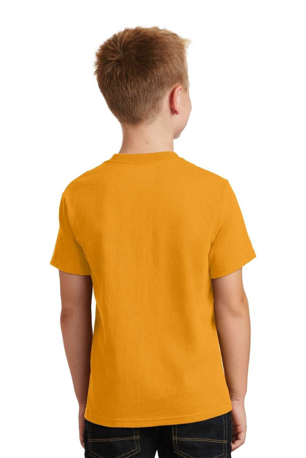 Port &amp; Company PC54Y Youth Core Cotton Tee - Gold - HIT a Double - 2