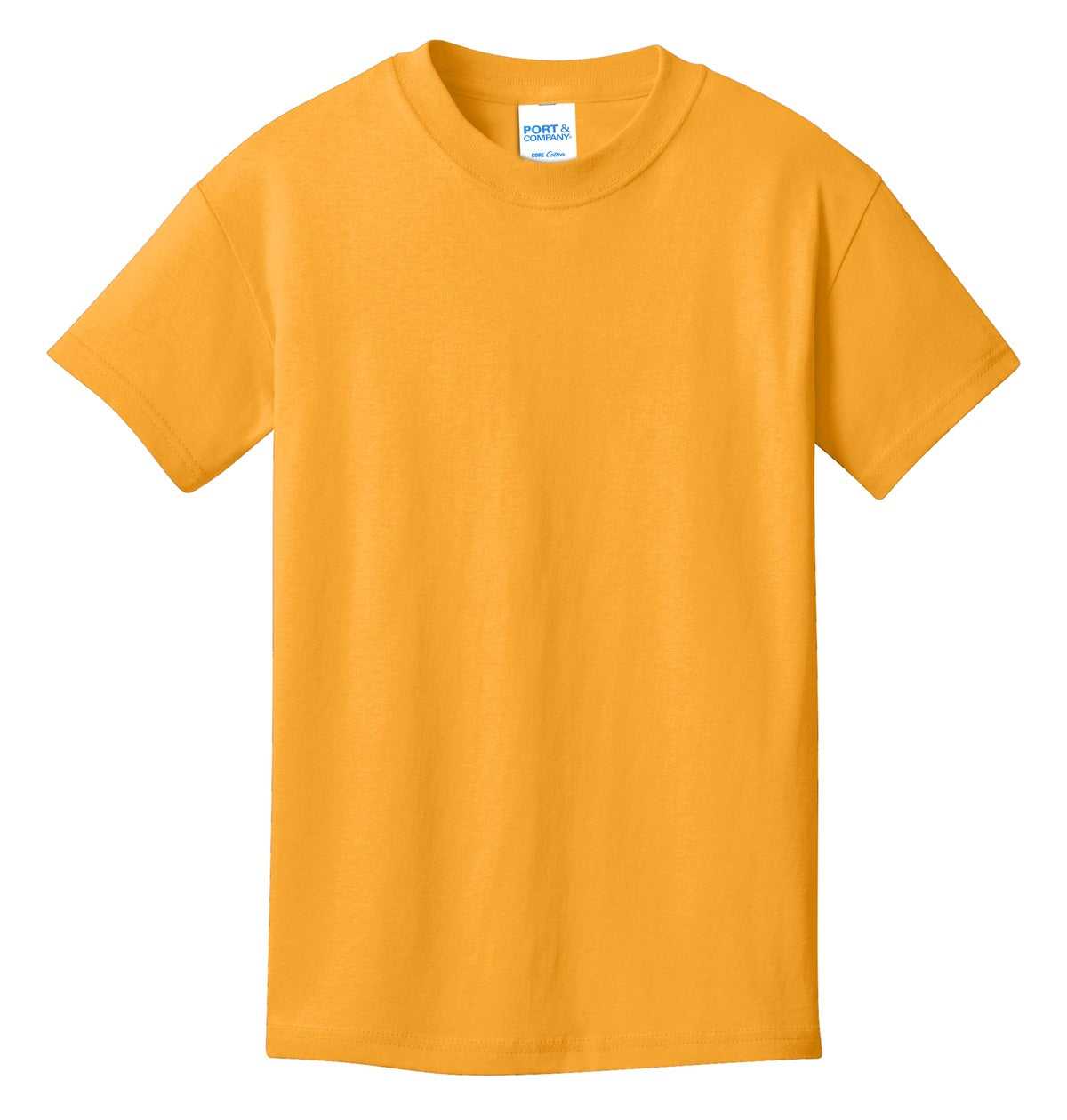 Port &amp; Company PC54Y Youth Core Cotton Tee - Gold - HIT a Double - 5