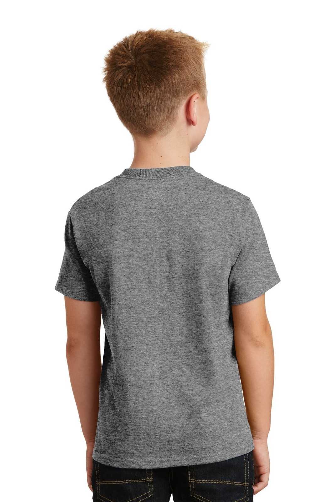 Port &amp; Company PC54Y Youth Core Cotton Tee - Graphite Heather - HIT a Double - 2