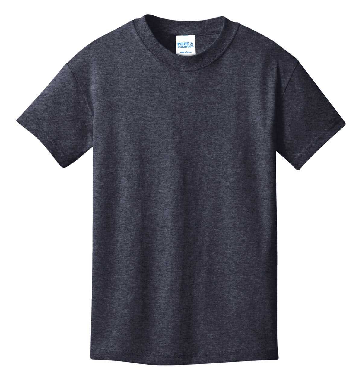 Port &amp; Company PC54Y Youth Core Cotton Tee - Heather Navy - HIT a Double - 5