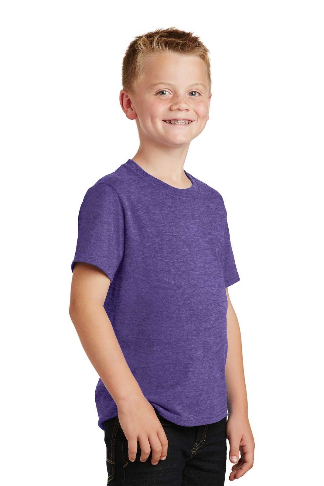 Port &amp; Company PC54Y Youth Core Cotton Tee - Heather Purple - HIT a Double - 4