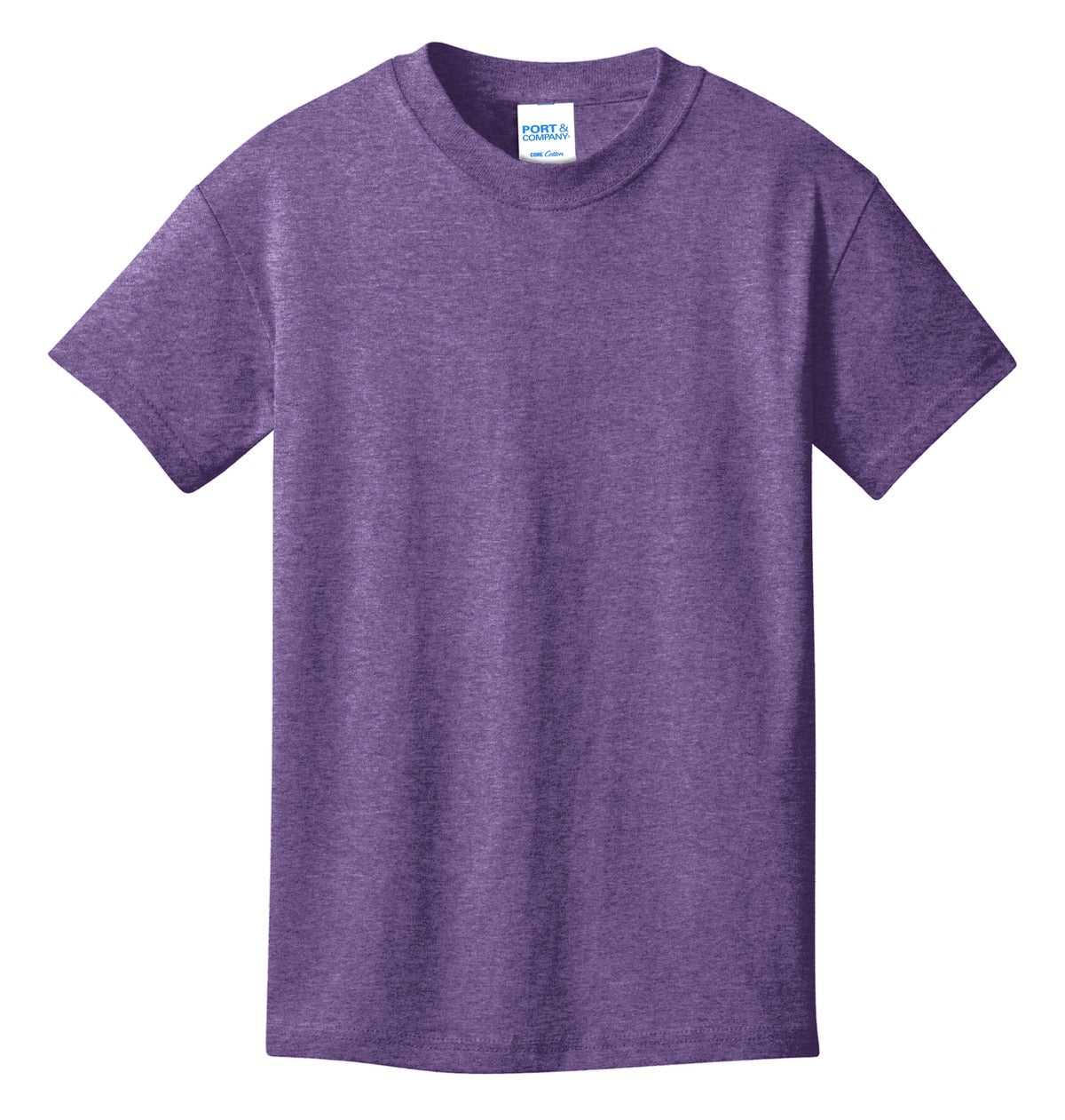 Port &amp; Company PC54Y Youth Core Cotton Tee - Heather Purple - HIT a Double - 5