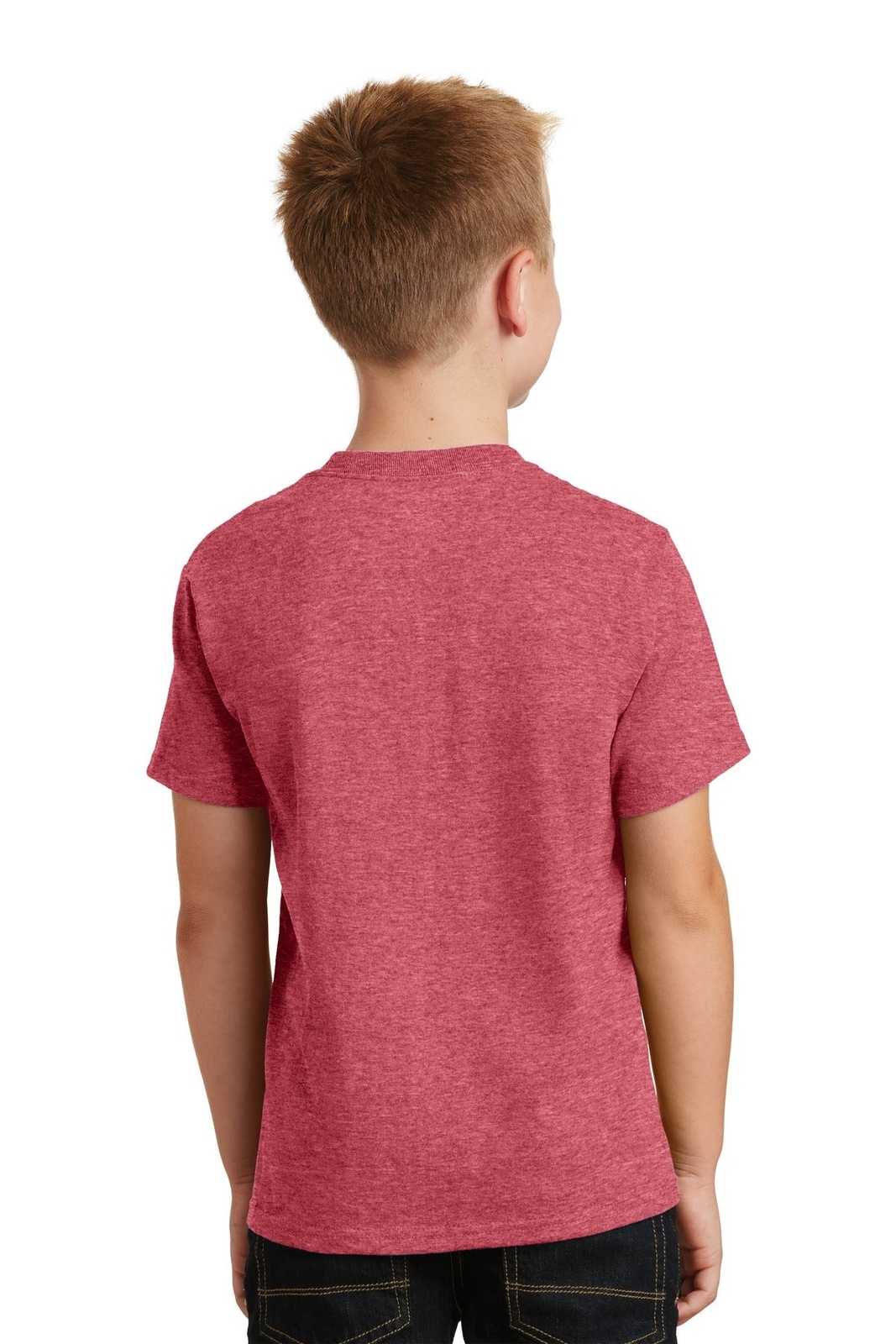Port &amp; Company PC54Y Youth Core Cotton Tee - Heather Red - HIT a Double - 2