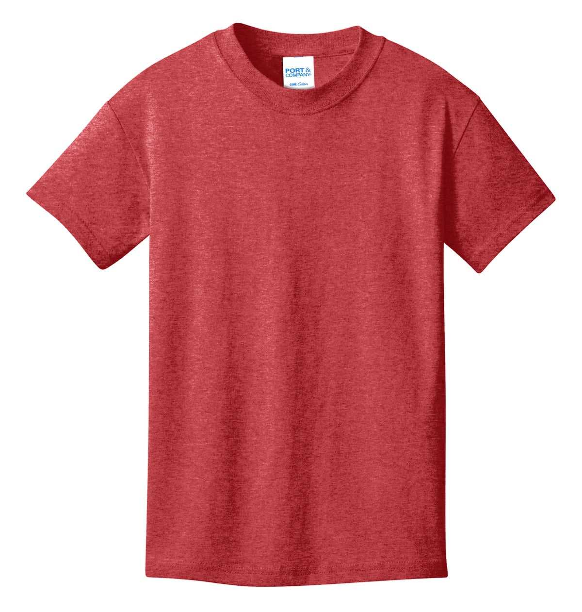 Port &amp; Company PC54Y Youth Core Cotton Tee - Heather Red - HIT a Double - 5