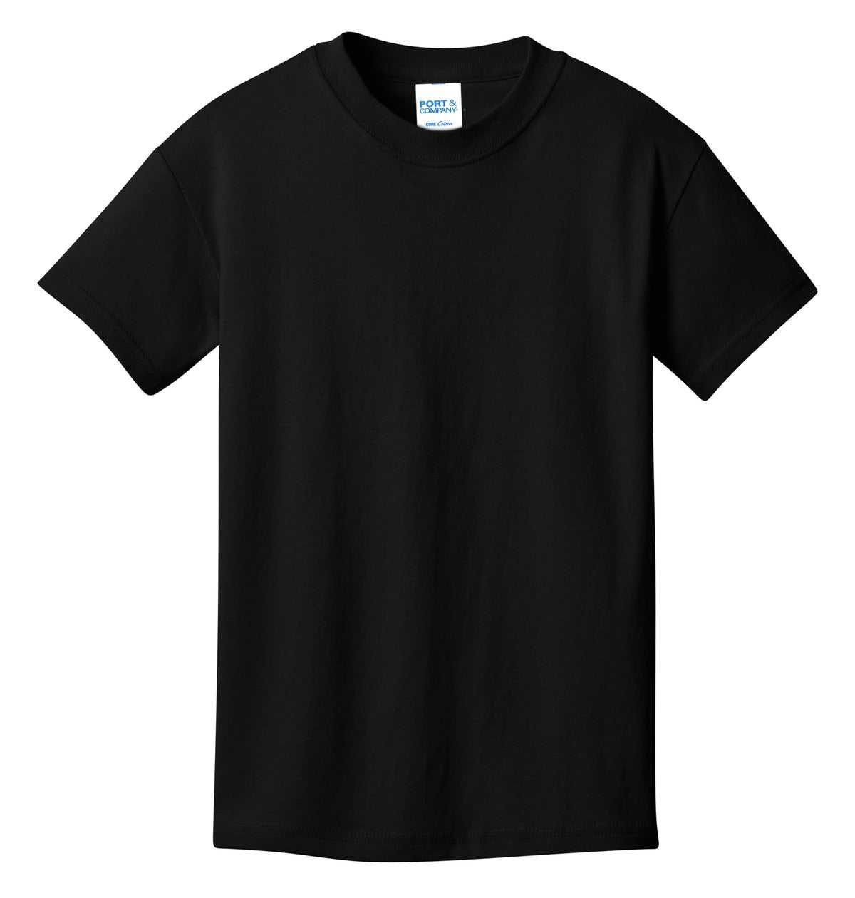 Port &amp; Company PC54Y Youth Core Cotton Tee - Jet Black - HIT a Double - 5
