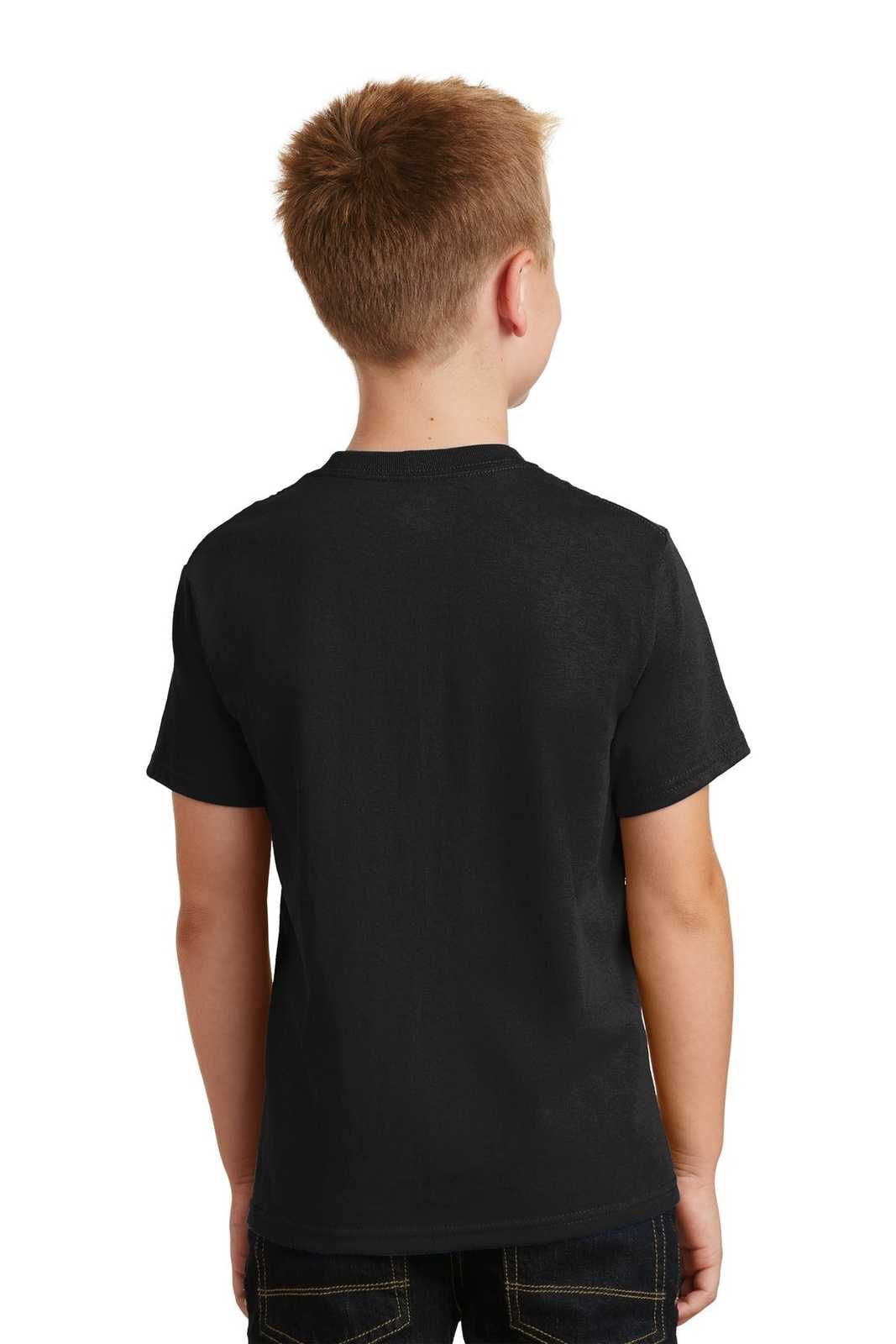 Port &amp; Company PC54Y Youth Core Cotton Tee - Jet Black - HIT a Double - 2