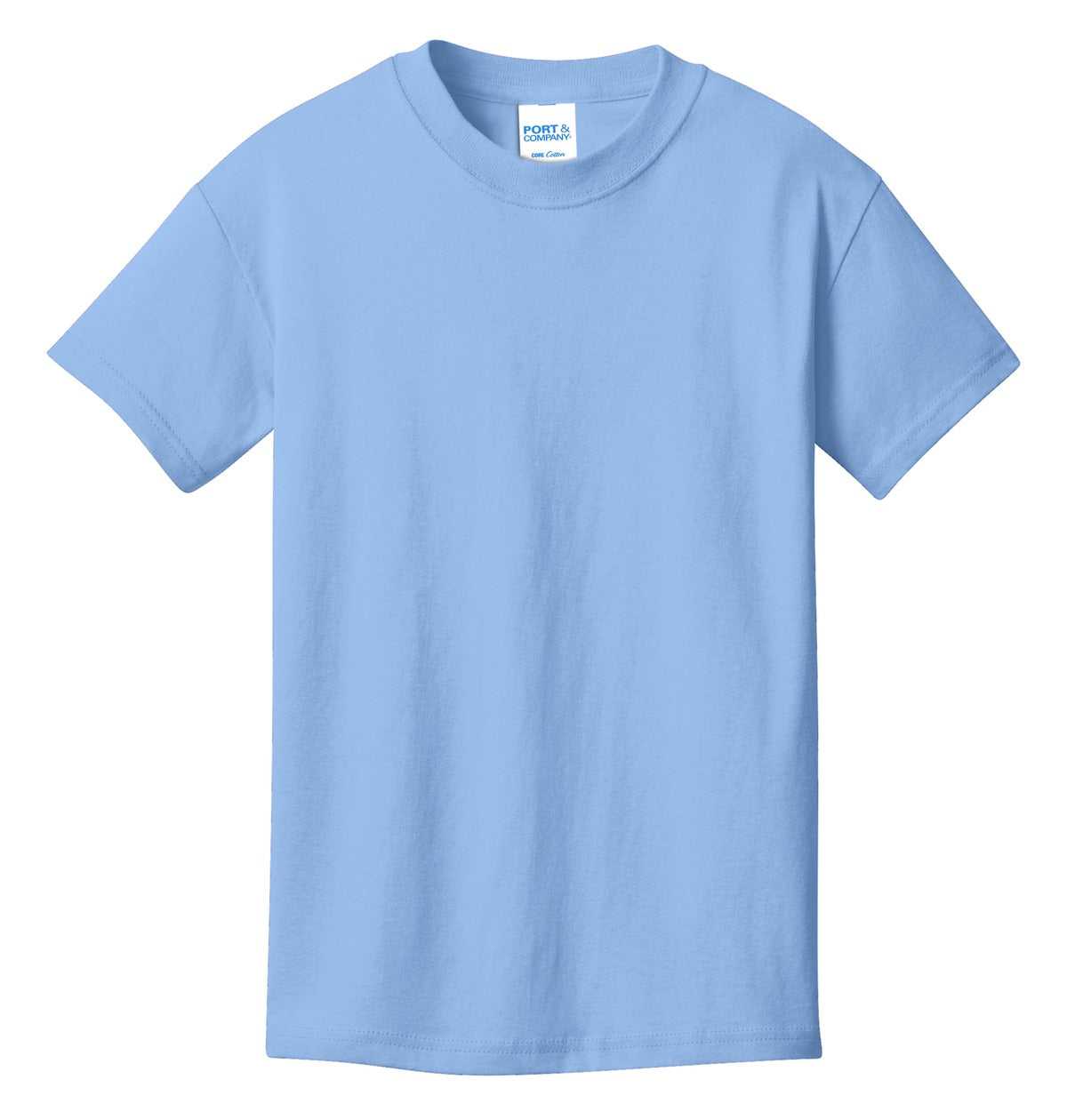 Port &amp; Company PC54Y Youth Core Cotton Tee - Light Blue - HIT a Double - 5