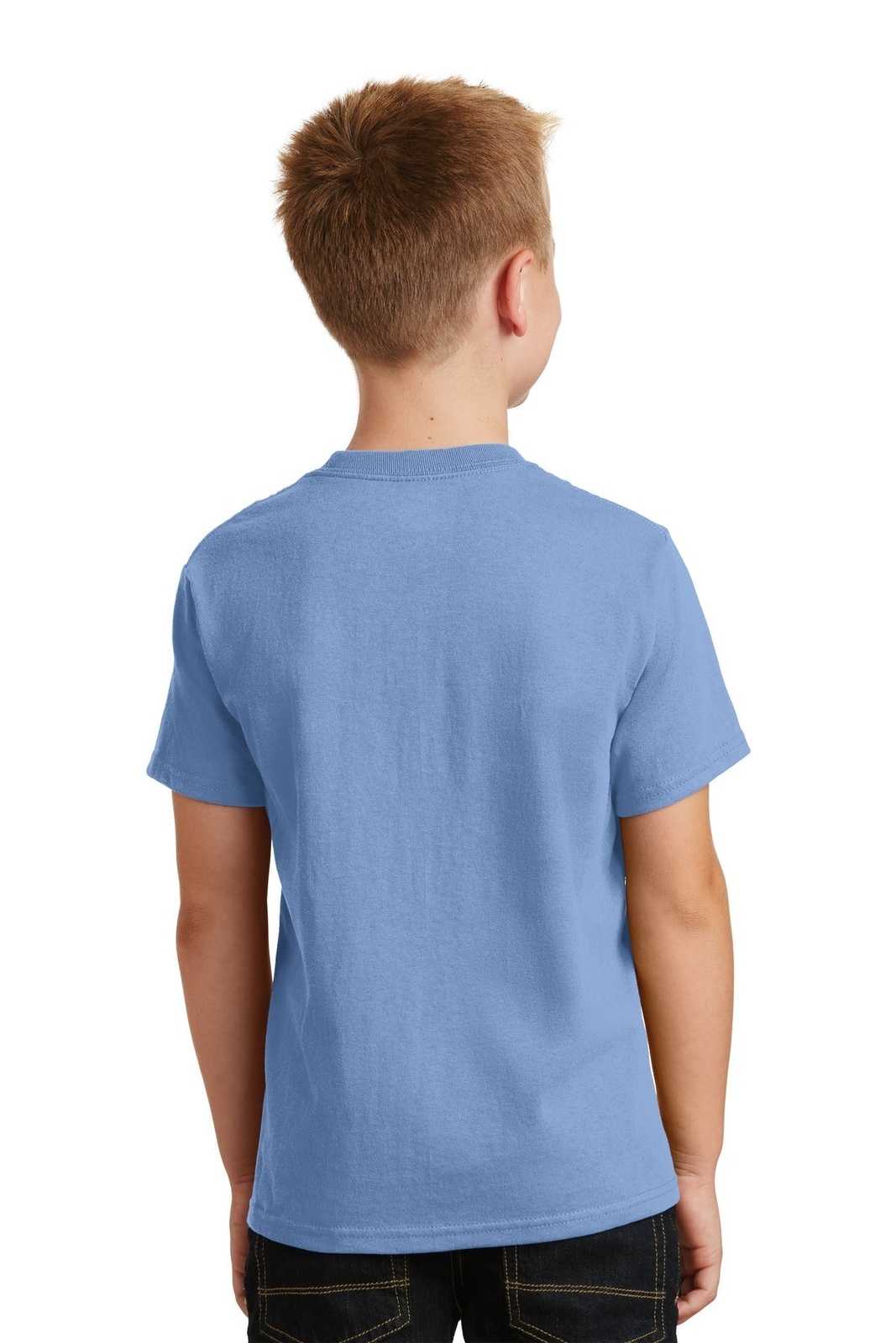 Port &amp; Company PC54Y Youth Core Cotton Tee - Light Blue - HIT a Double - 2