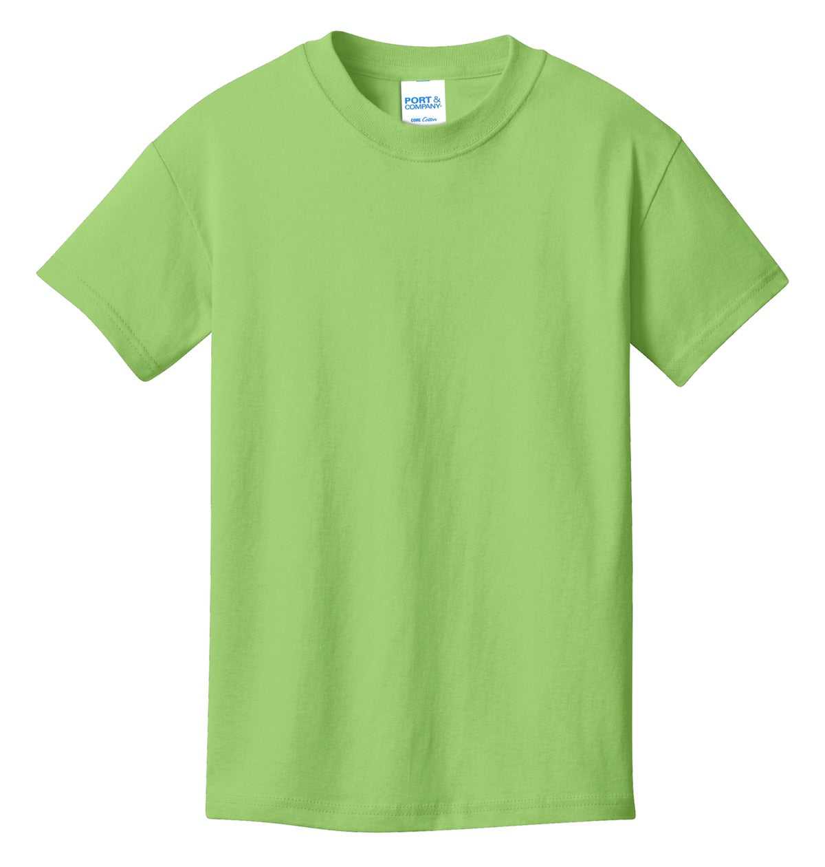 Port &amp; Company PC54Y Youth Core Cotton Tee - Lime - HIT a Double - 5