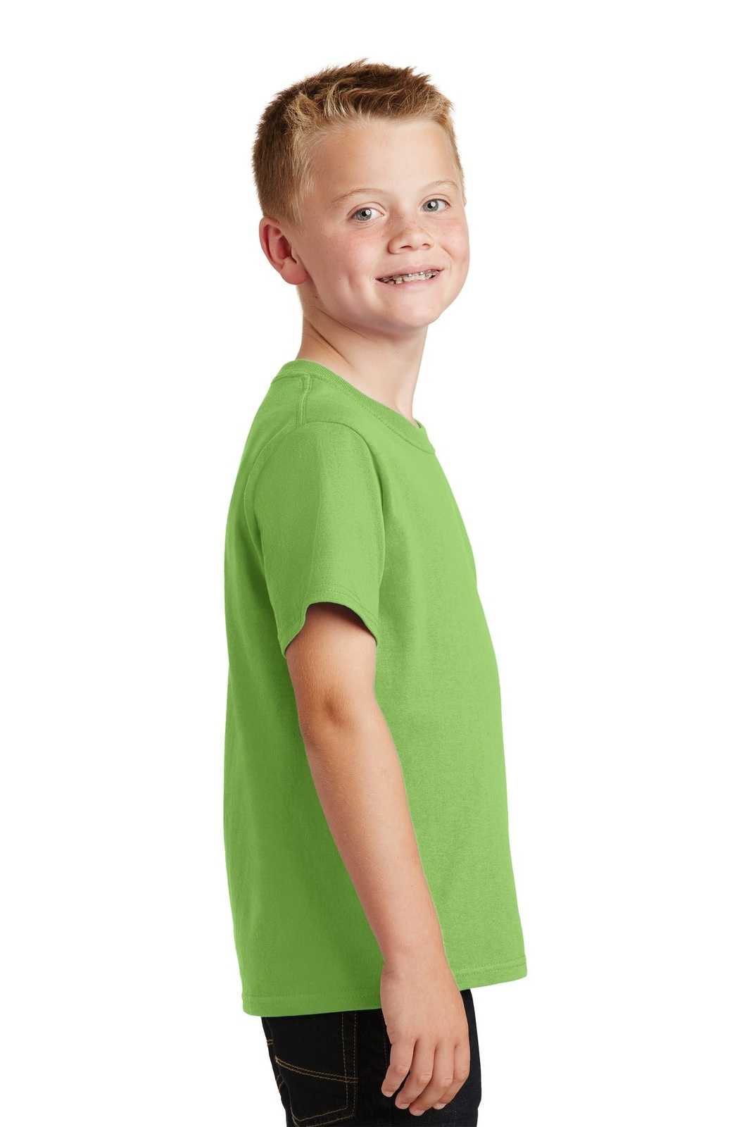 Port &amp; Company PC54Y Youth Core Cotton Tee - Lime - HIT a Double - 3