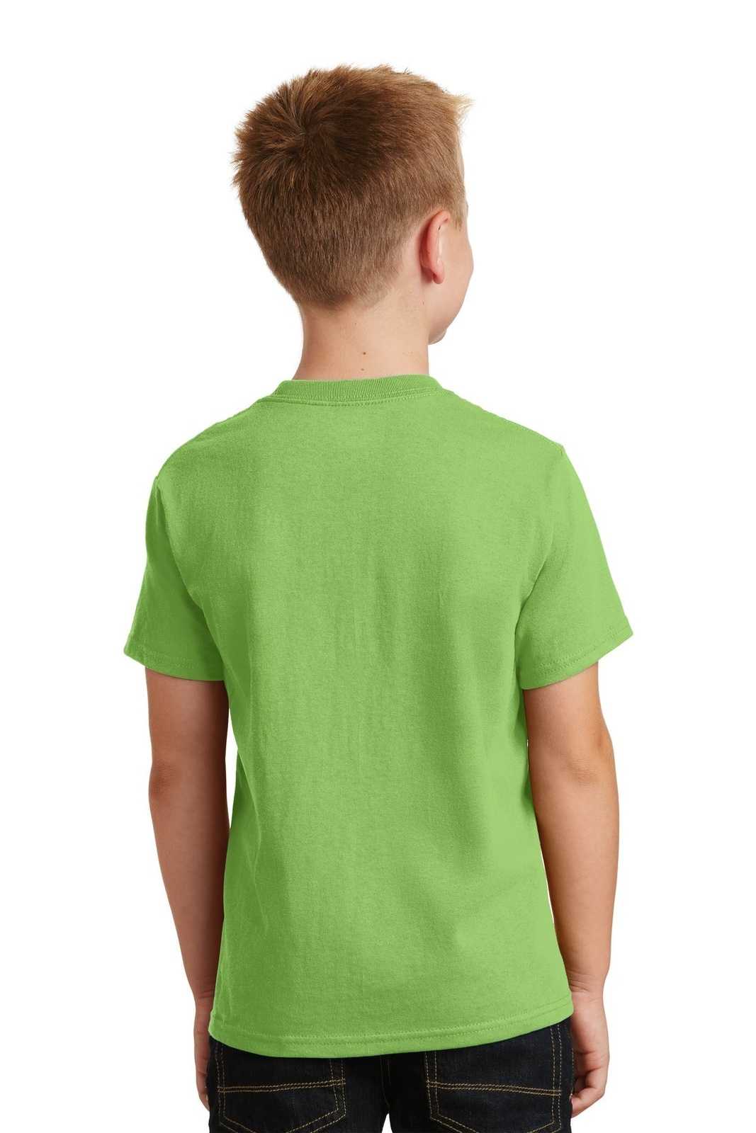Port &amp; Company PC54Y Youth Core Cotton Tee - Lime - HIT a Double - 2