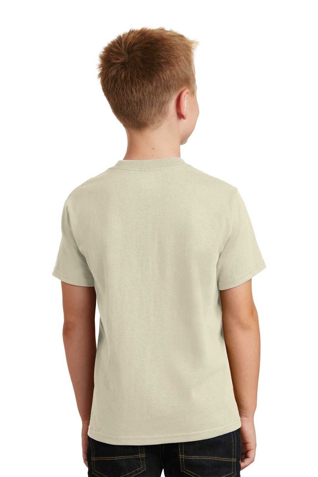 Port &amp; Company PC54Y Youth Core Cotton Tee - Natural - HIT a Double - 2