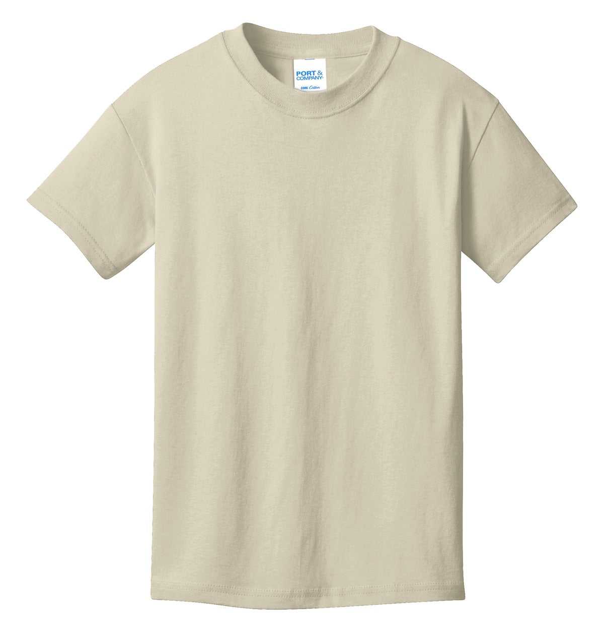 Port &amp; Company PC54Y Youth Core Cotton Tee - Natural - HIT a Double - 5