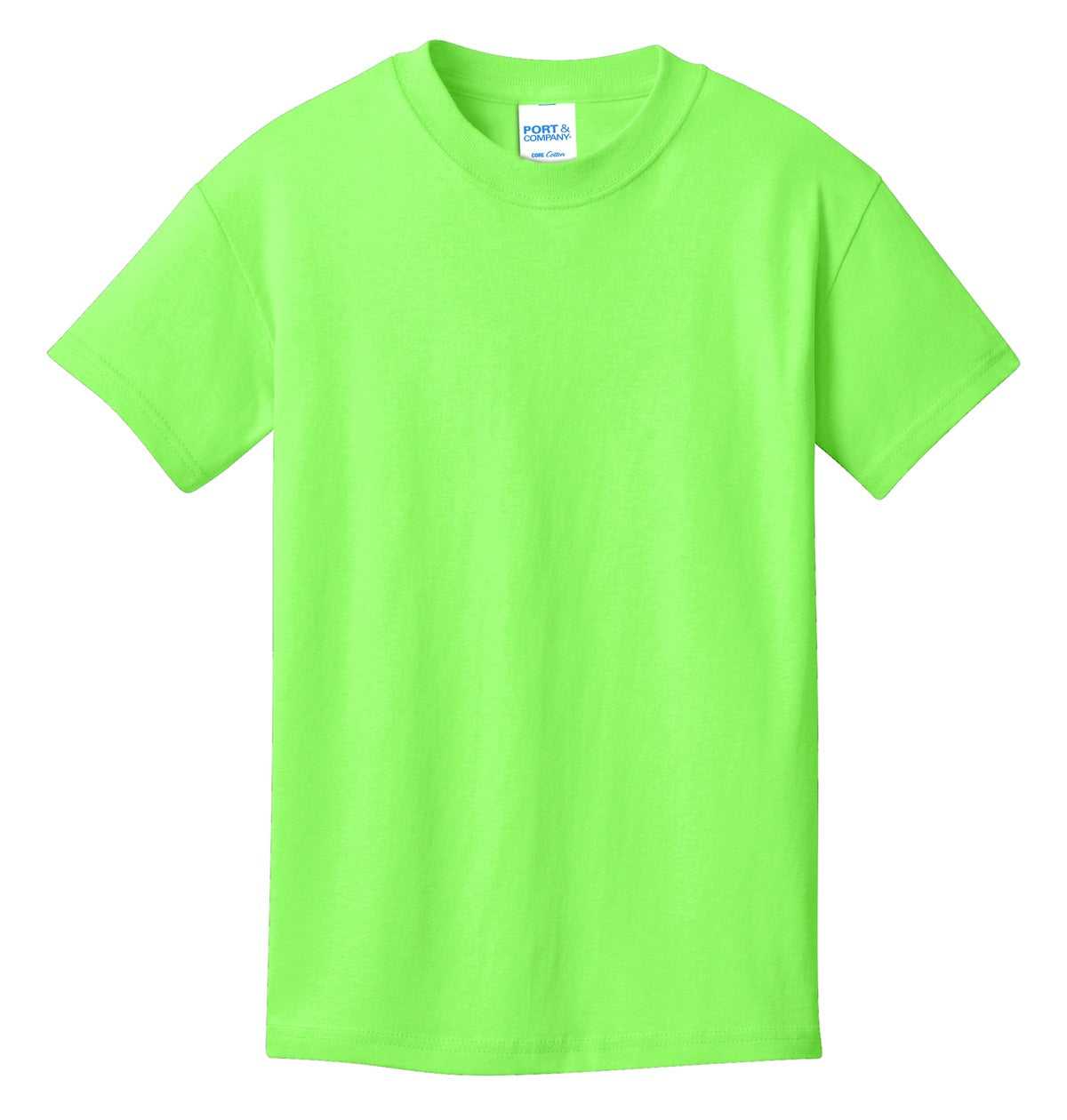Port &amp; Company PC54Y Youth Core Cotton Tee - Neon Green - HIT a Double - 5