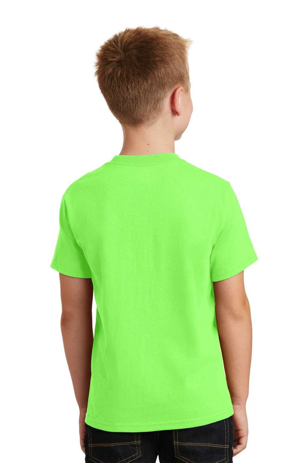 Port &amp; Company PC54Y Youth Core Cotton Tee - Neon Green - HIT a Double - 2
