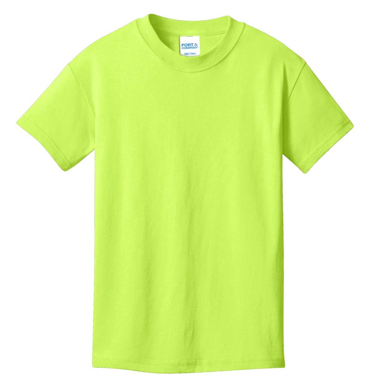 Port &amp; Company PC54Y Youth Core Cotton Tee - Neon Yellow - HIT a Double - 5