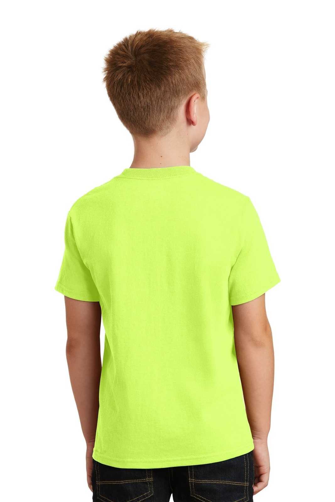 Port &amp; Company PC54Y Youth Core Cotton Tee - Neon Yellow - HIT a Double - 2