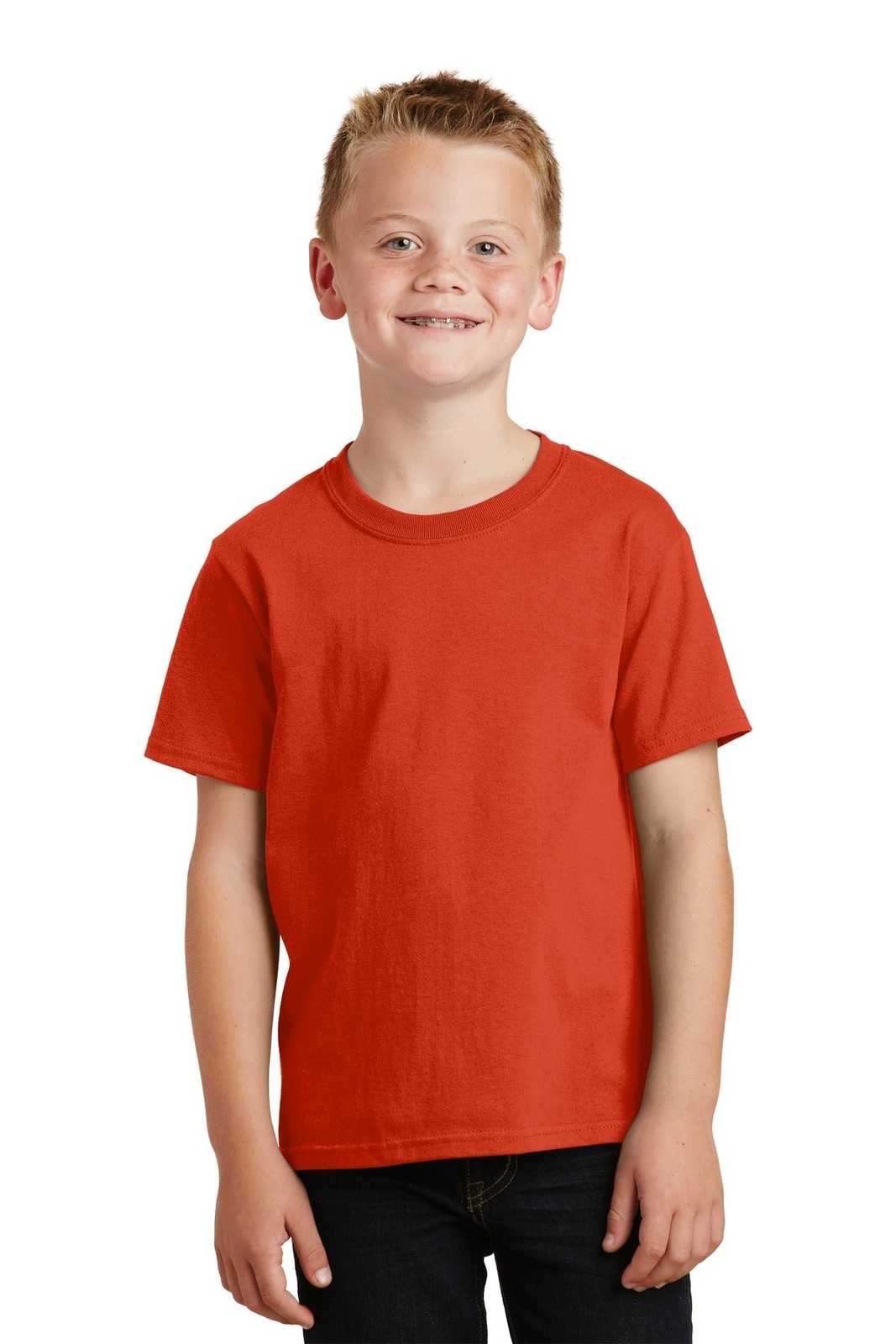 Port &amp; Company PC54Y Youth Core Cotton Tee - Orange - HIT a Double - 1