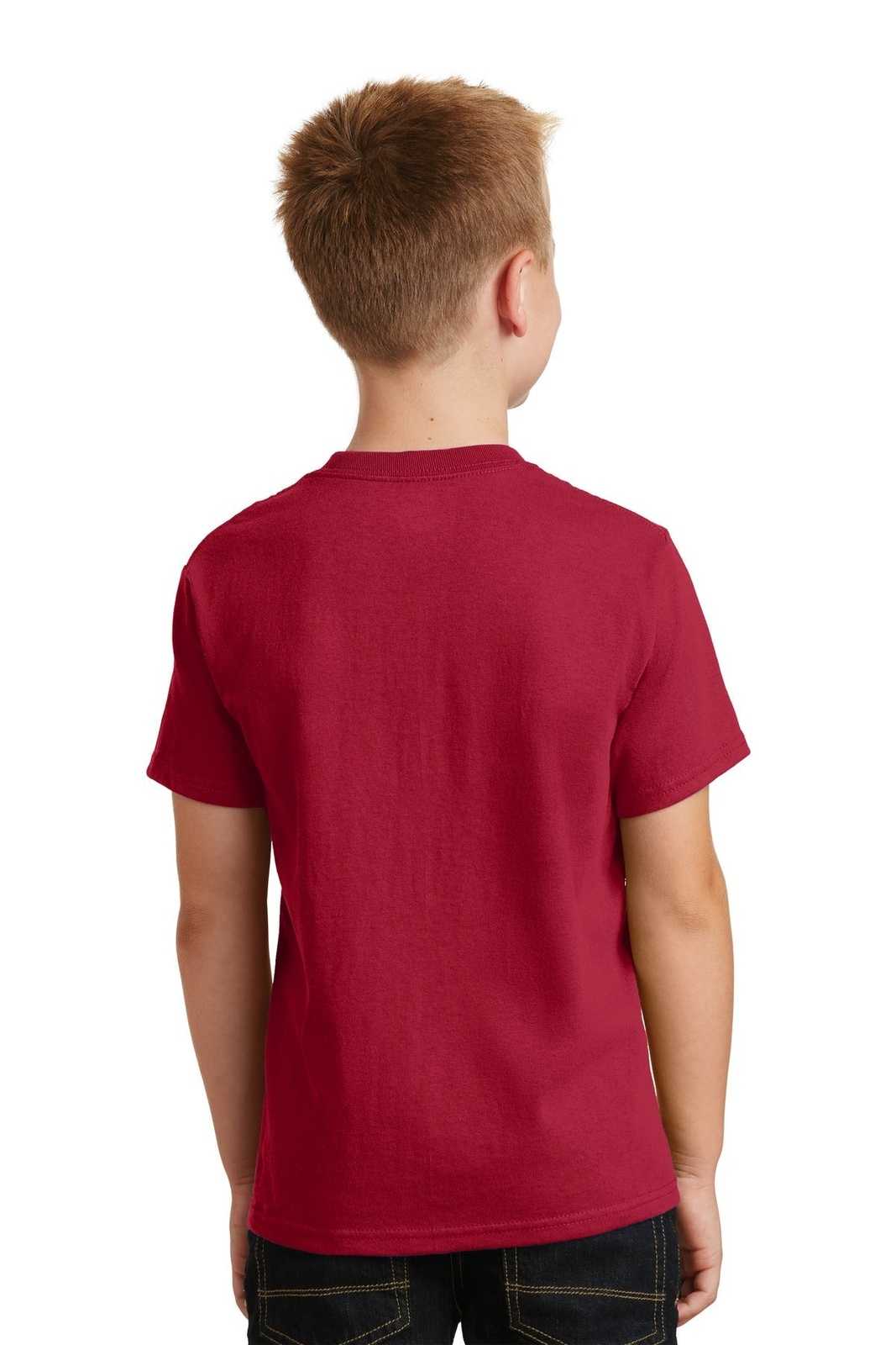 Port & Company PC54Y Youth Core Cotton Tee - Red - HIT a Double - 1