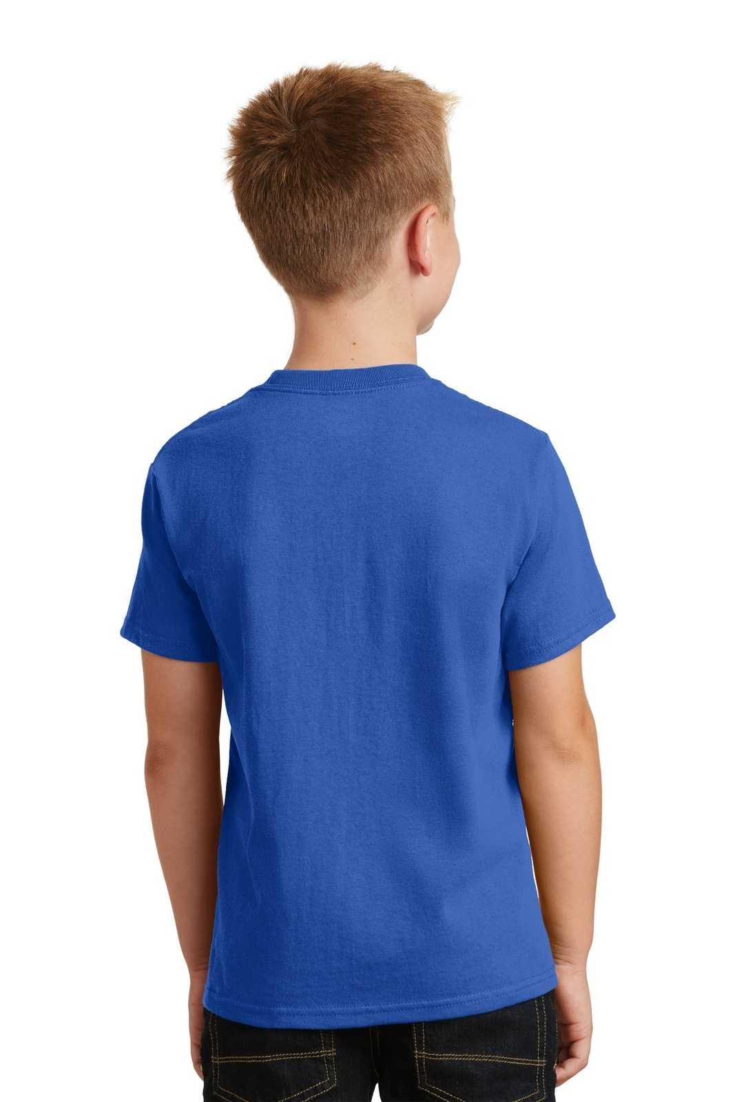 Port &amp; Company PC54Y Youth Core Cotton Tee - Royal - HIT a Double - 2