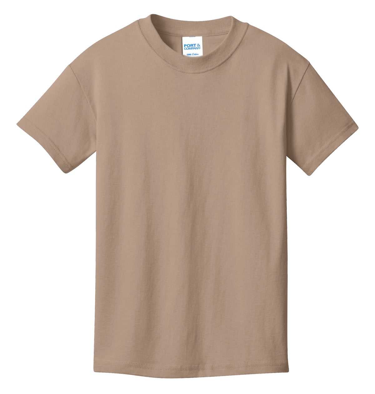 Port &amp; Company PC54Y Youth Core Cotton Tee - Sand - HIT a Double - 5