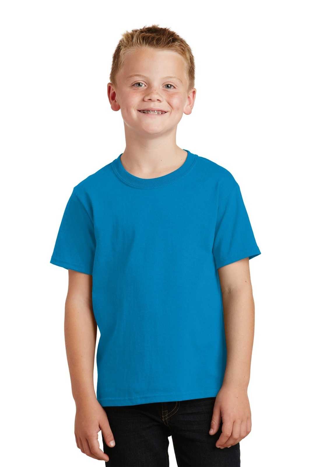 Port &amp; Company PC54Y Youth Core Cotton Tee - Sapphire - HIT a Double - 1