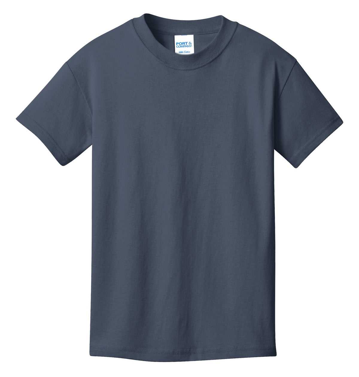 Port &amp; Company PC54Y Youth Core Cotton Tee - Steel Blue - HIT a Double - 5