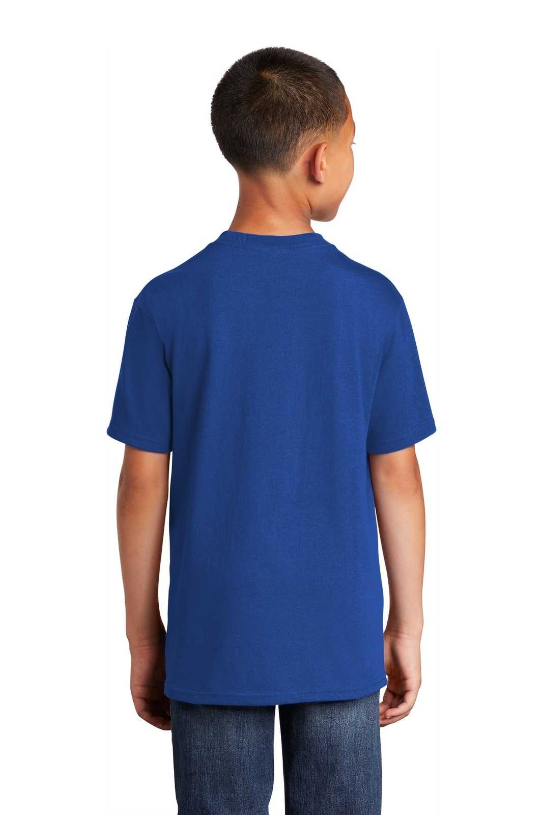Port &amp; Company PC54Y Youth Core Cotton Tee - True Royal - HIT a Double - 2