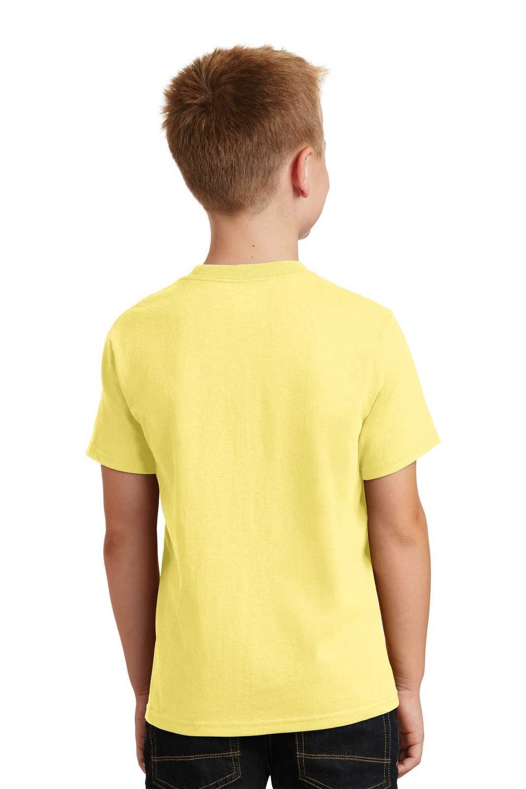Port &amp; Company PC54Y Youth Core Cotton Tee - Yellow - HIT a Double - 2