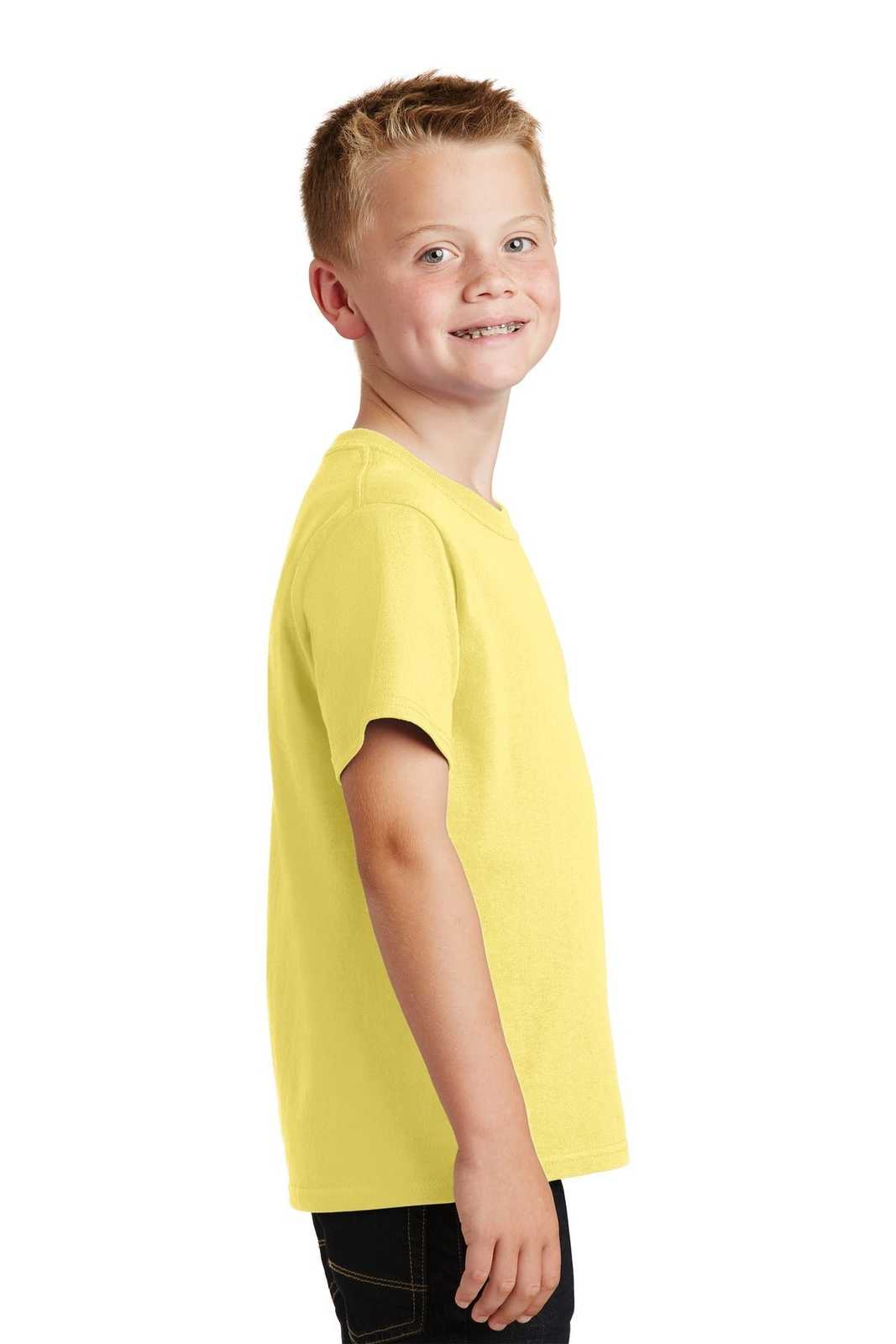 Port &amp; Company PC54Y Youth Core Cotton Tee - Yellow - HIT a Double - 3