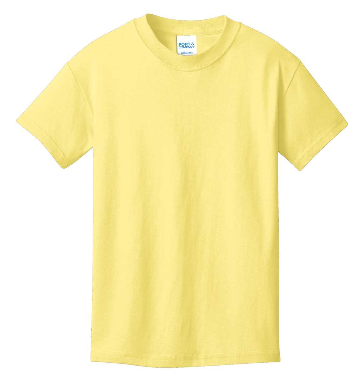 Port &amp; Company PC54Y Youth Core Cotton Tee - Yellow - HIT a Double - 5
