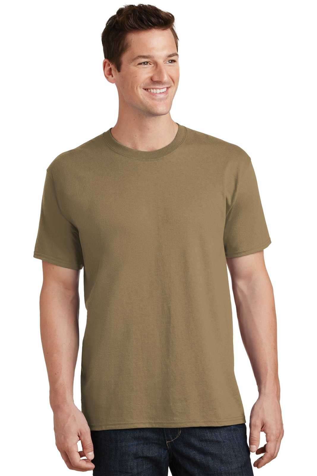 Port &amp; Company PC54 Core Cotton Tee - Coyote Brown - HIT a Double - 1