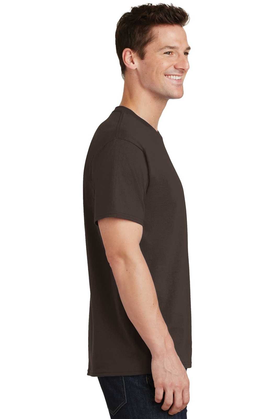 Port &amp; Company PC54 Core Cotton Tee - Dark Chocolate Brown - HIT a Double - 3