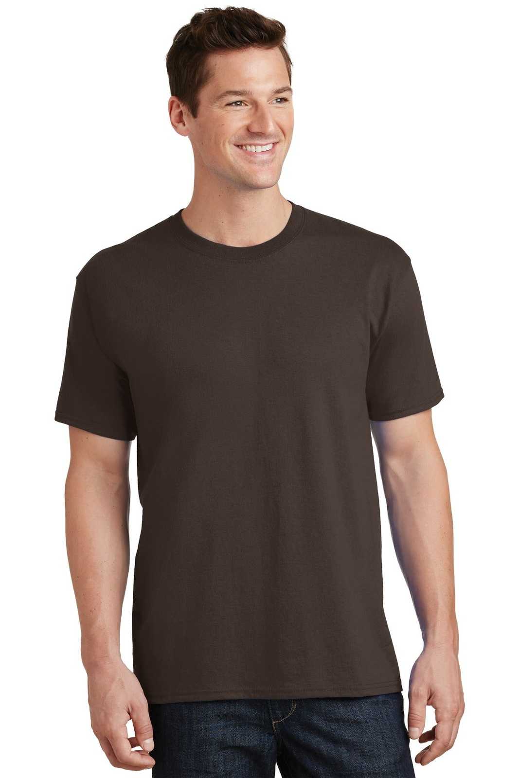 Port &amp; Company PC54 Core Cotton Tee - Dark Chocolate Brown - HIT a Double - 1