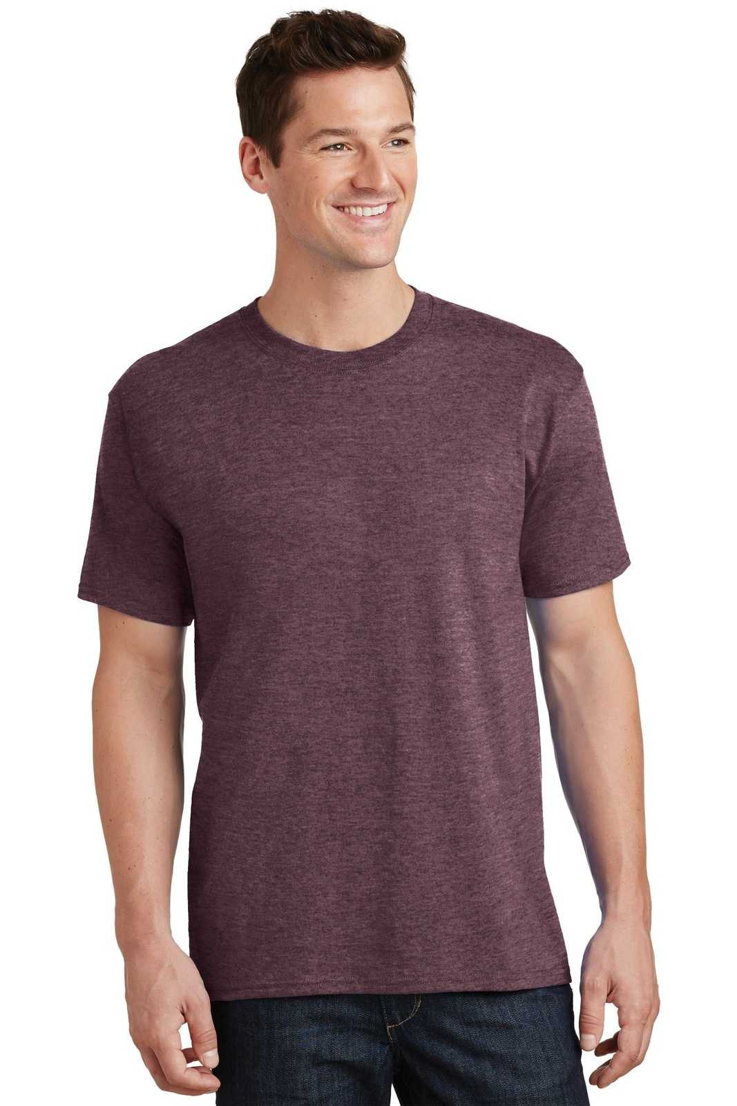 Port &amp; Company PC54 Core Cotton Tee - Heather Athletic Maroon - HIT a Double - 1